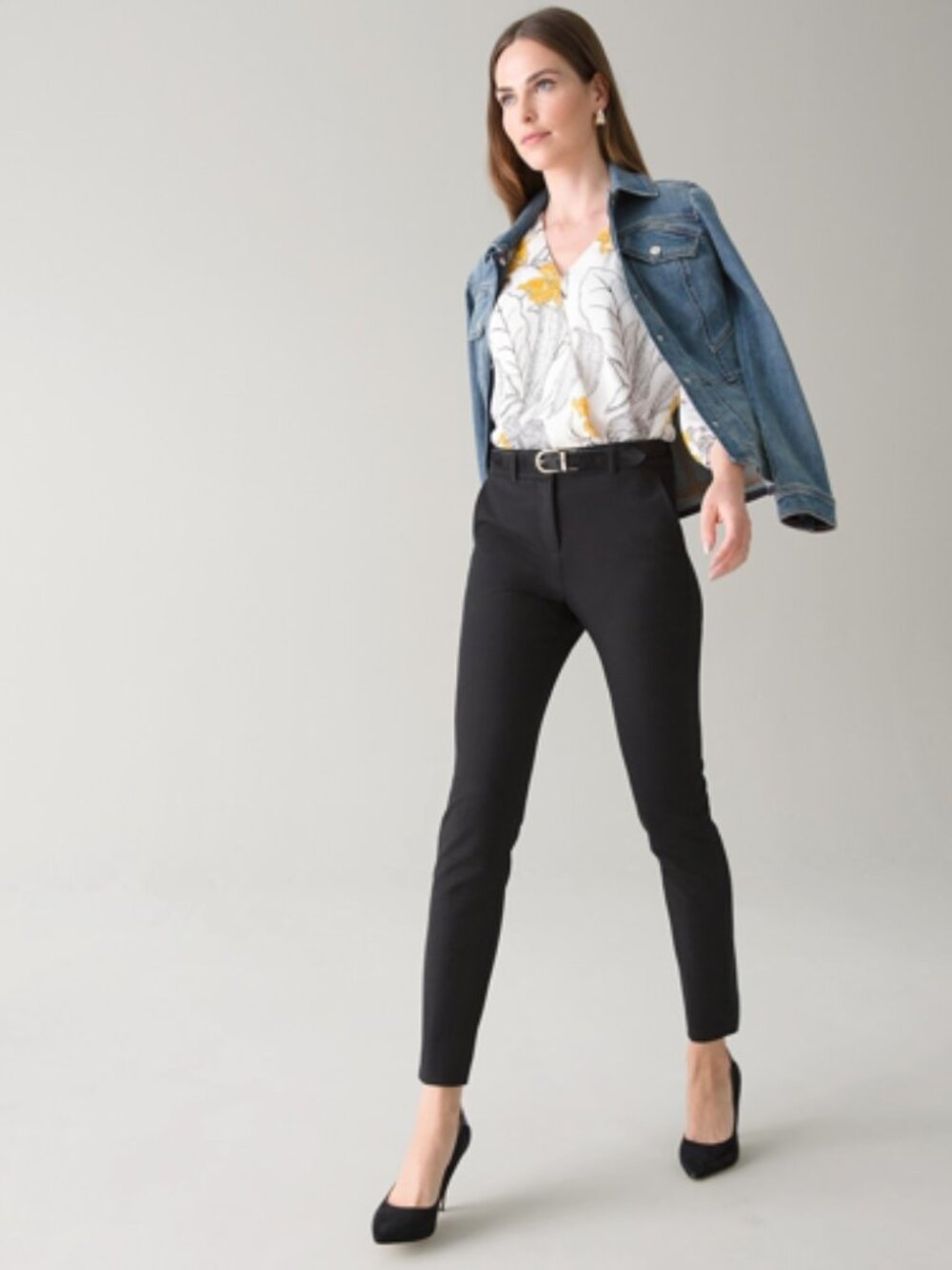 NWT WHBM Comfort Stretch Slim Ankle Pant, Black 4P Original Fit